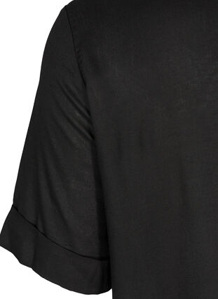 Viskose tunika med korte ærmer, Black, Packshot image number 3