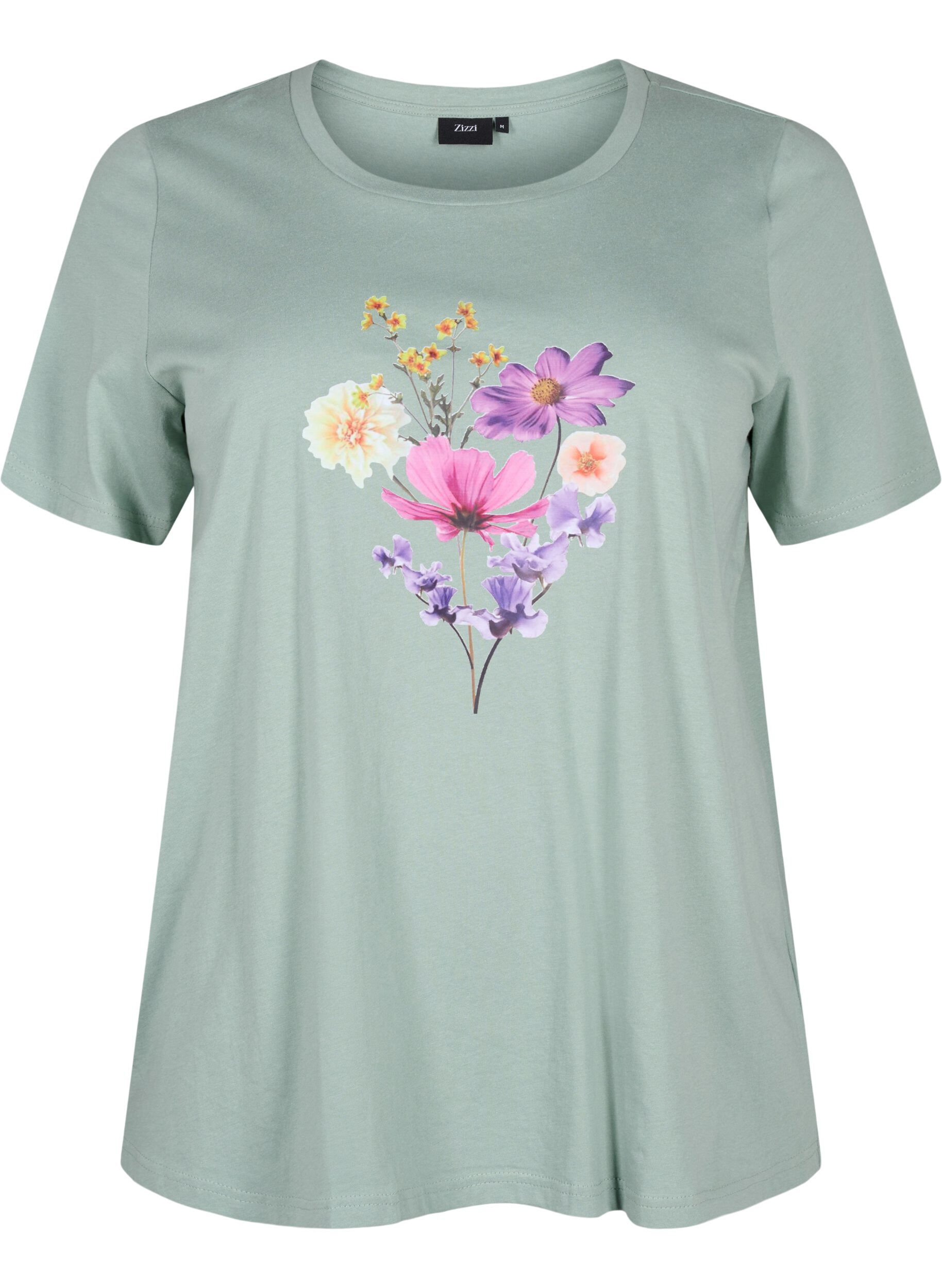 Zizzi T-shirts med blomster motiv, Chinois G. w. Flower, Packshot image number 0