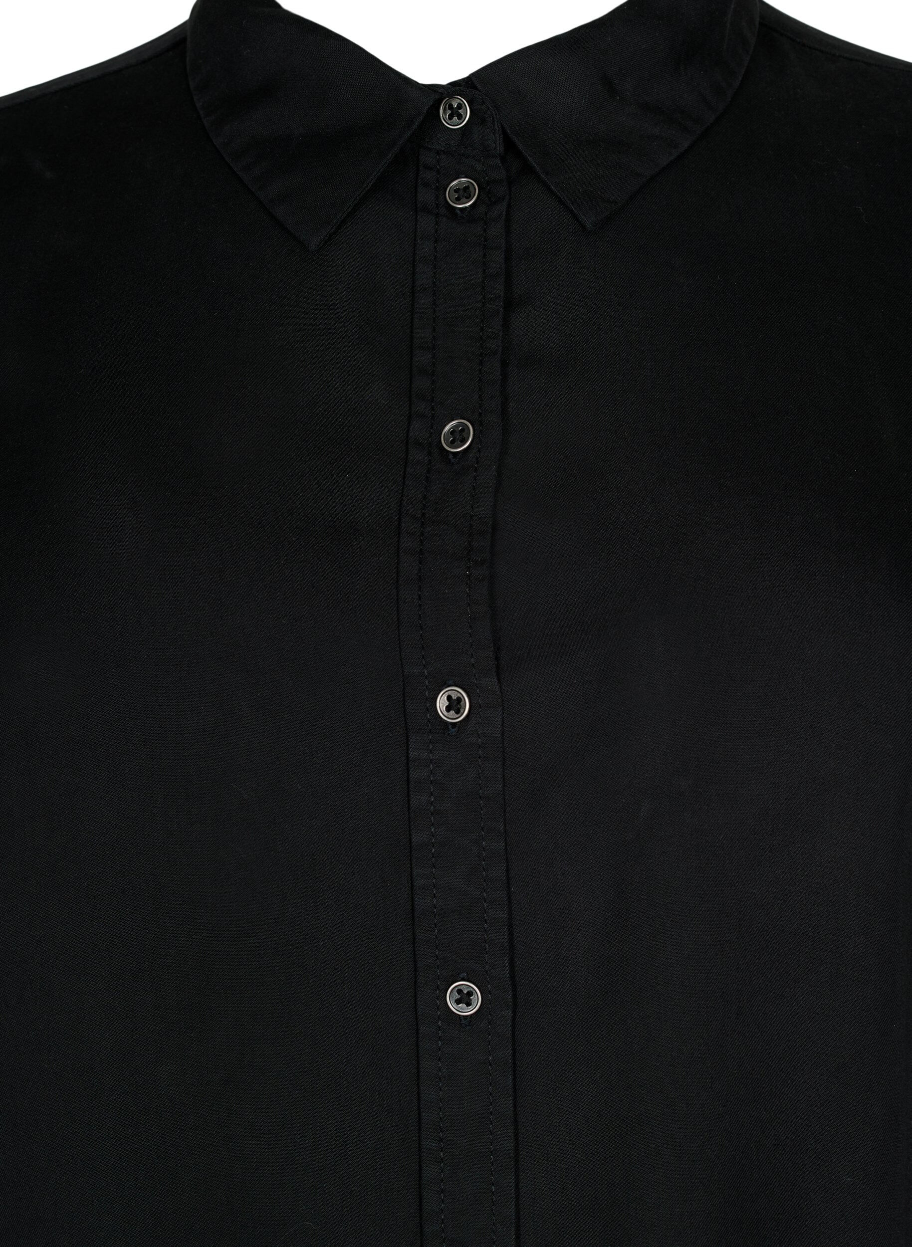 Zizzi Lang skjorte med 3/4 &aelig;rmer i lyocell (TENCEL&trade;), Black, Packshot image number 2