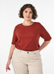 Ribbet jerseybluse med korte &aelig;rmer, R&oslash;d, Model image number 0