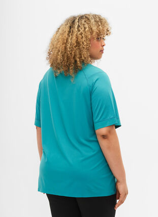 Kortærmet trænings t-shirt med rund hals, Green-Blue Slate, Model image number 1