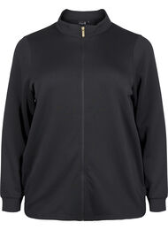 Sporty cardigan med lynlås og lommer, Black