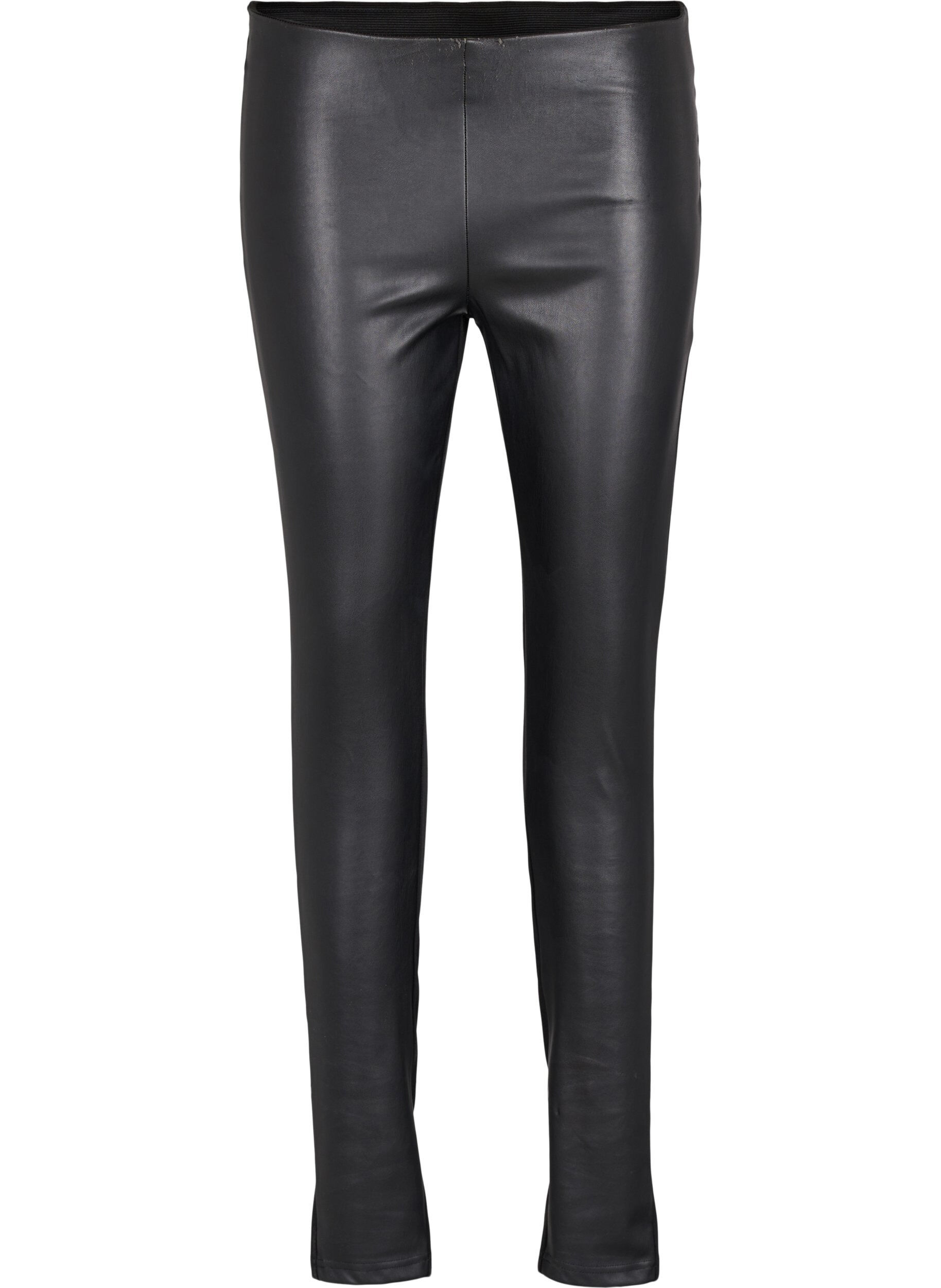 Zizzi Leggings med imiteret l&aelig;der, Black, Packshot image number 0