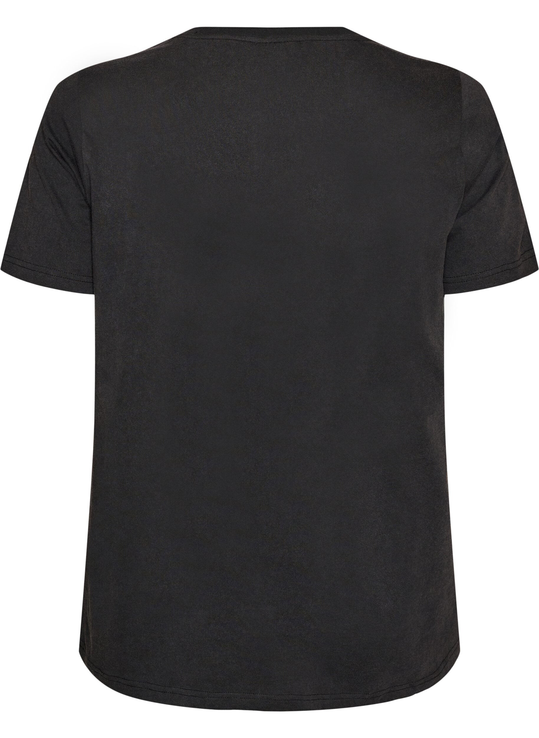 ZizziT-shirt i &oslash;kologisk bomuld med motiv, Sort, Packshot image number 1