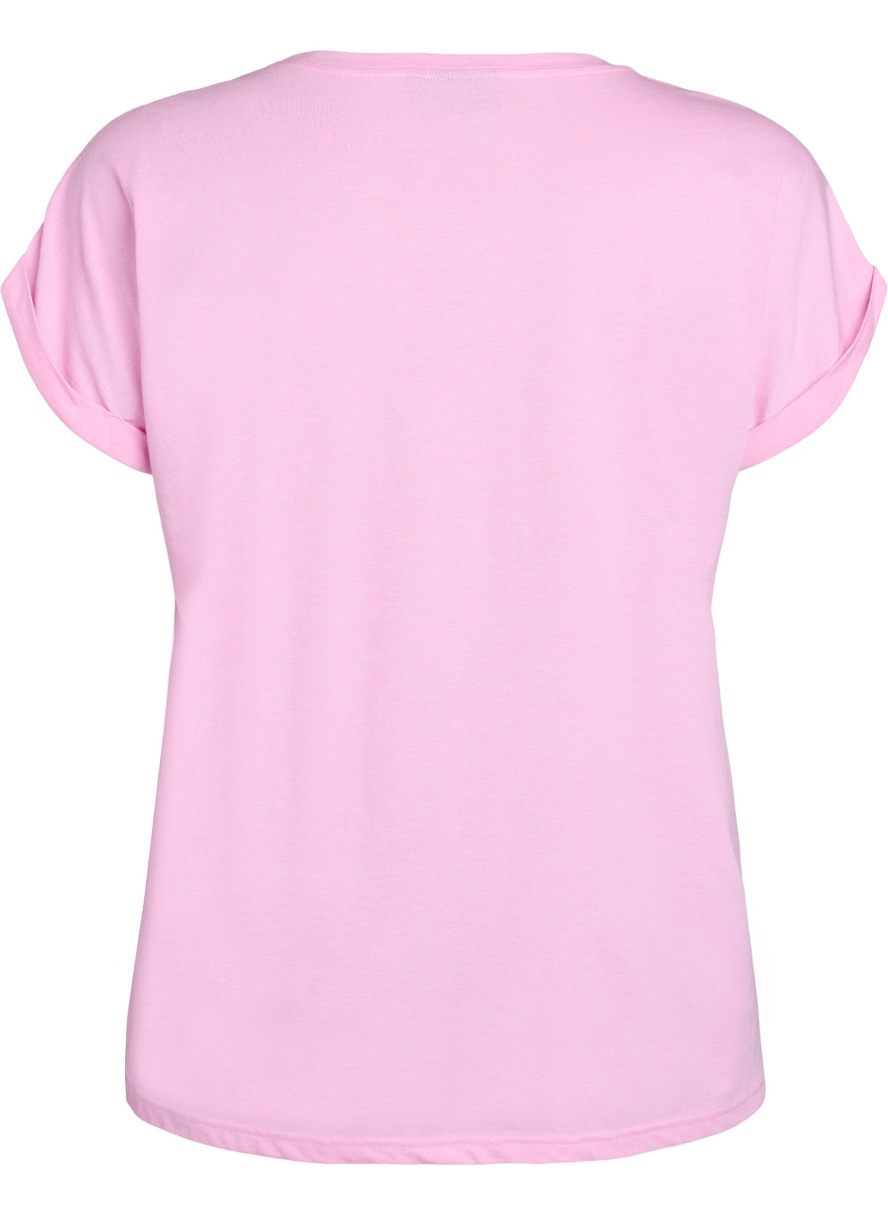ZizziKort&aelig;rmet t-shirt i bomuldsblanding, Lyser&oslash;d, Packshot image number 1