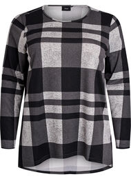 Mønstret bluse med lange ærmer, Grå