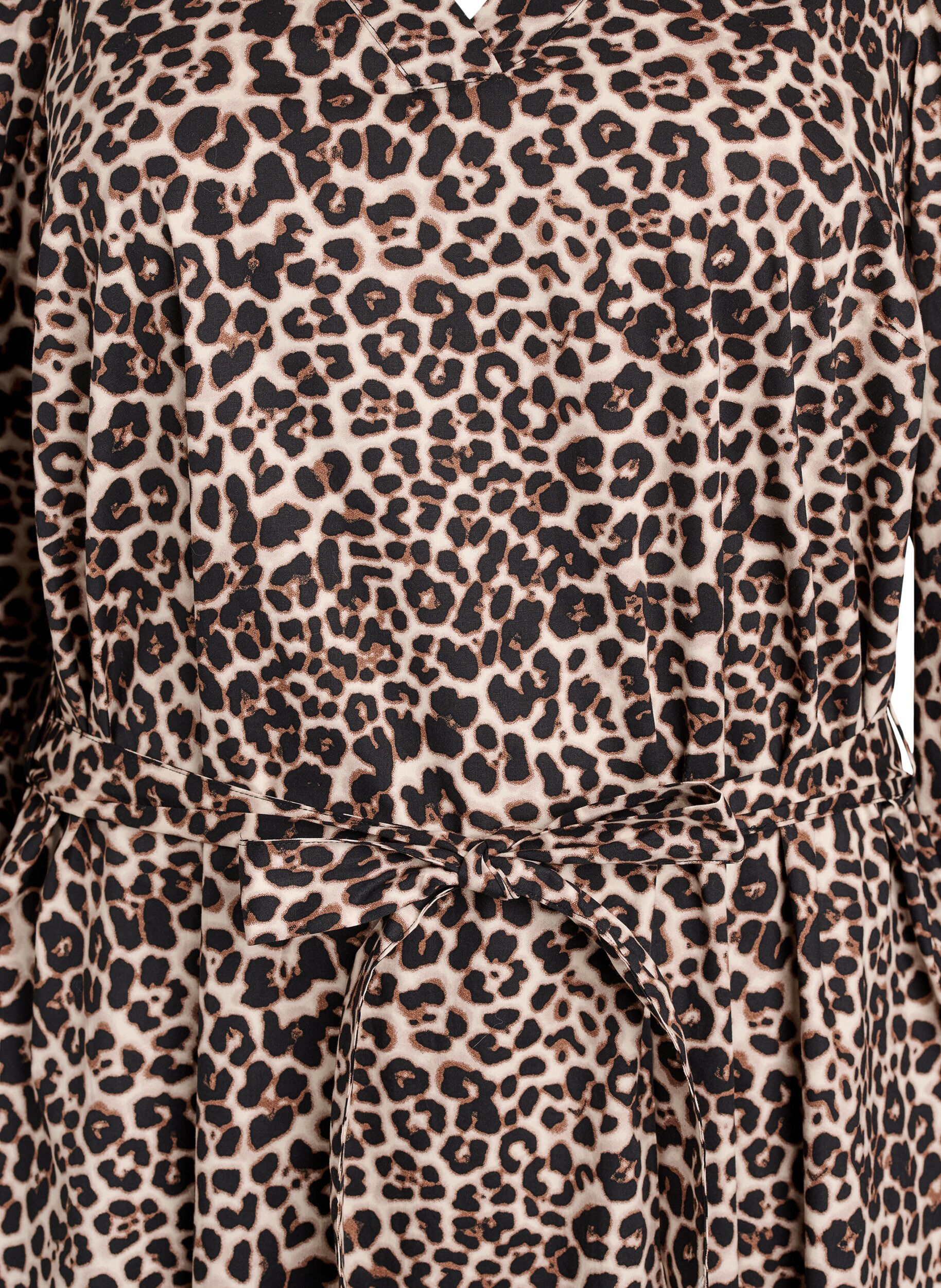 Zizzi Kjole i &oslash;kologisk bomuld med bindeb&aelig;lte, Brun, Packshot image number 2