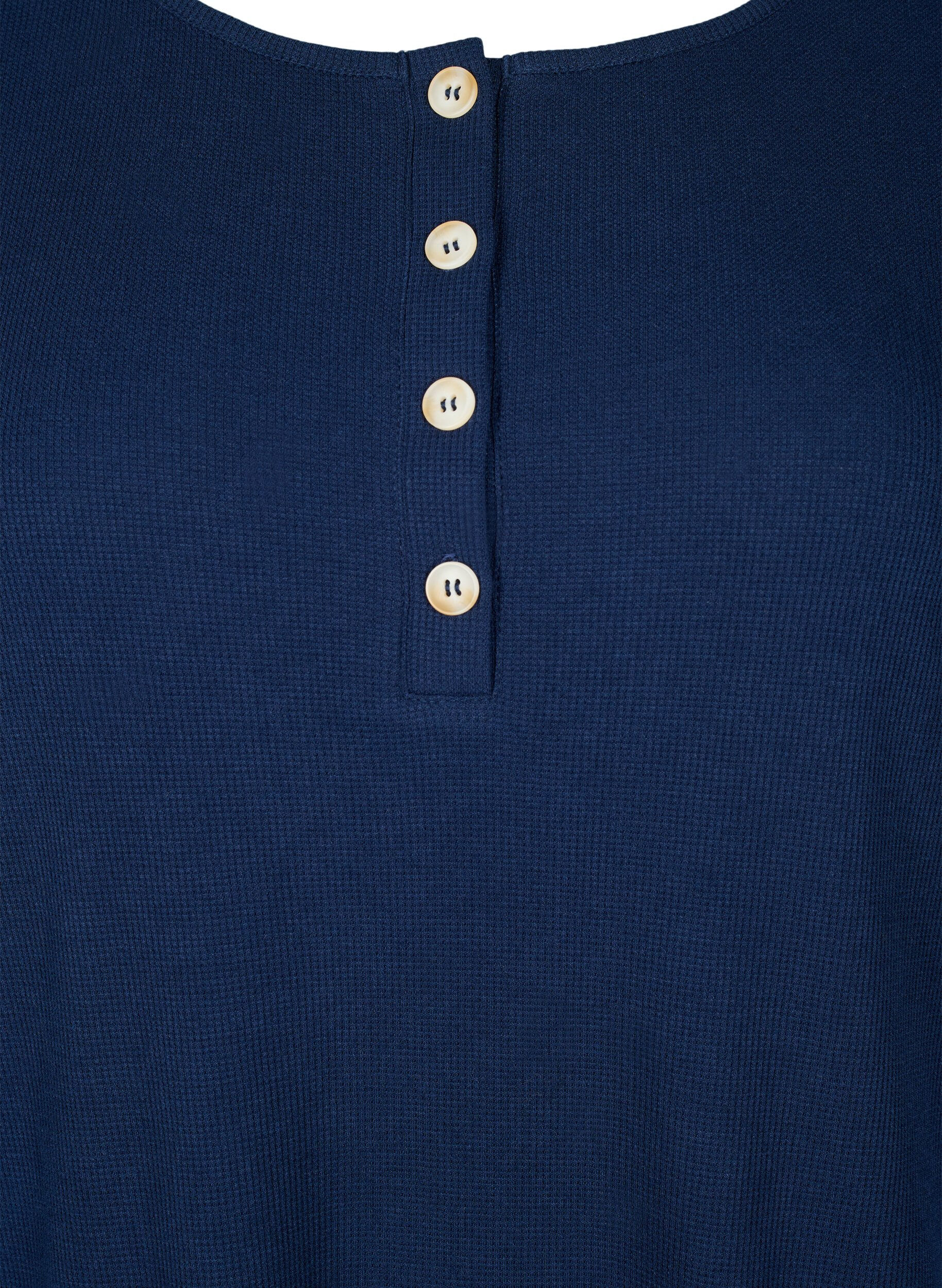 Zizzi Natbluse med lange &aelig;rmer, Navy Blazer, Packshot image number 2