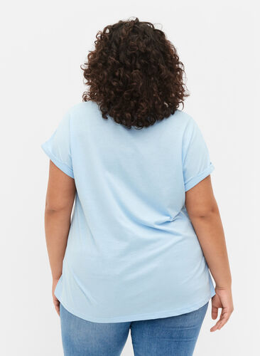 Kortærmet t-shirt i bomuldsblanding, Chambray Blue , Model image number 1