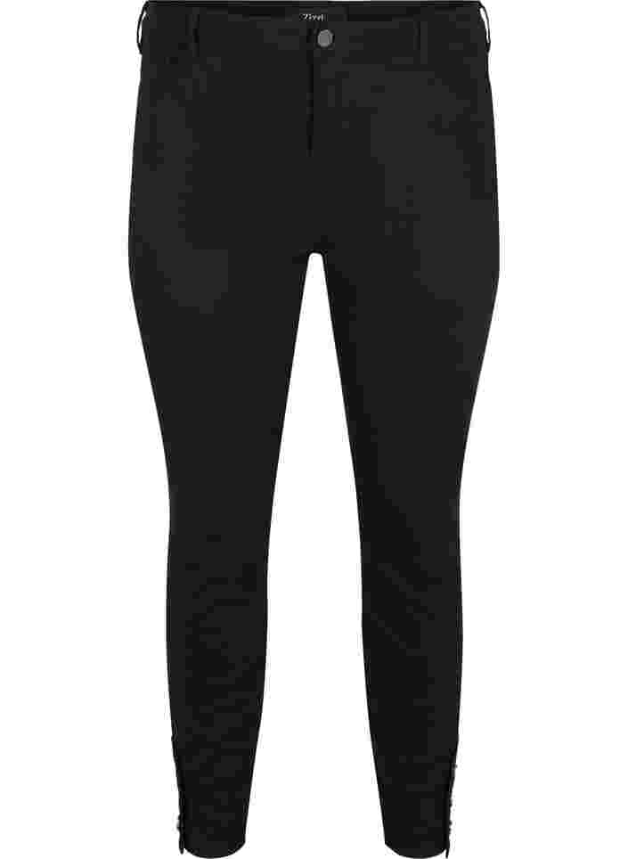 Cropped Amy jeans med knapper, Black, Packshot image number 0
