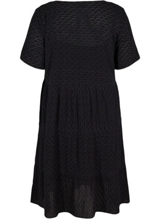 Kortærmet kjole med broderi anglaise, Black, Packshot image number 1