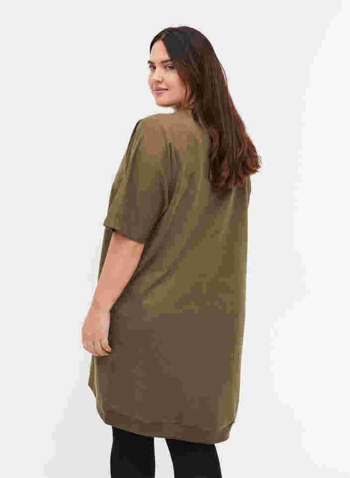 Ensfarvet tunika med 2/4 ærmer, Ivy Green Mel., Model image number 1