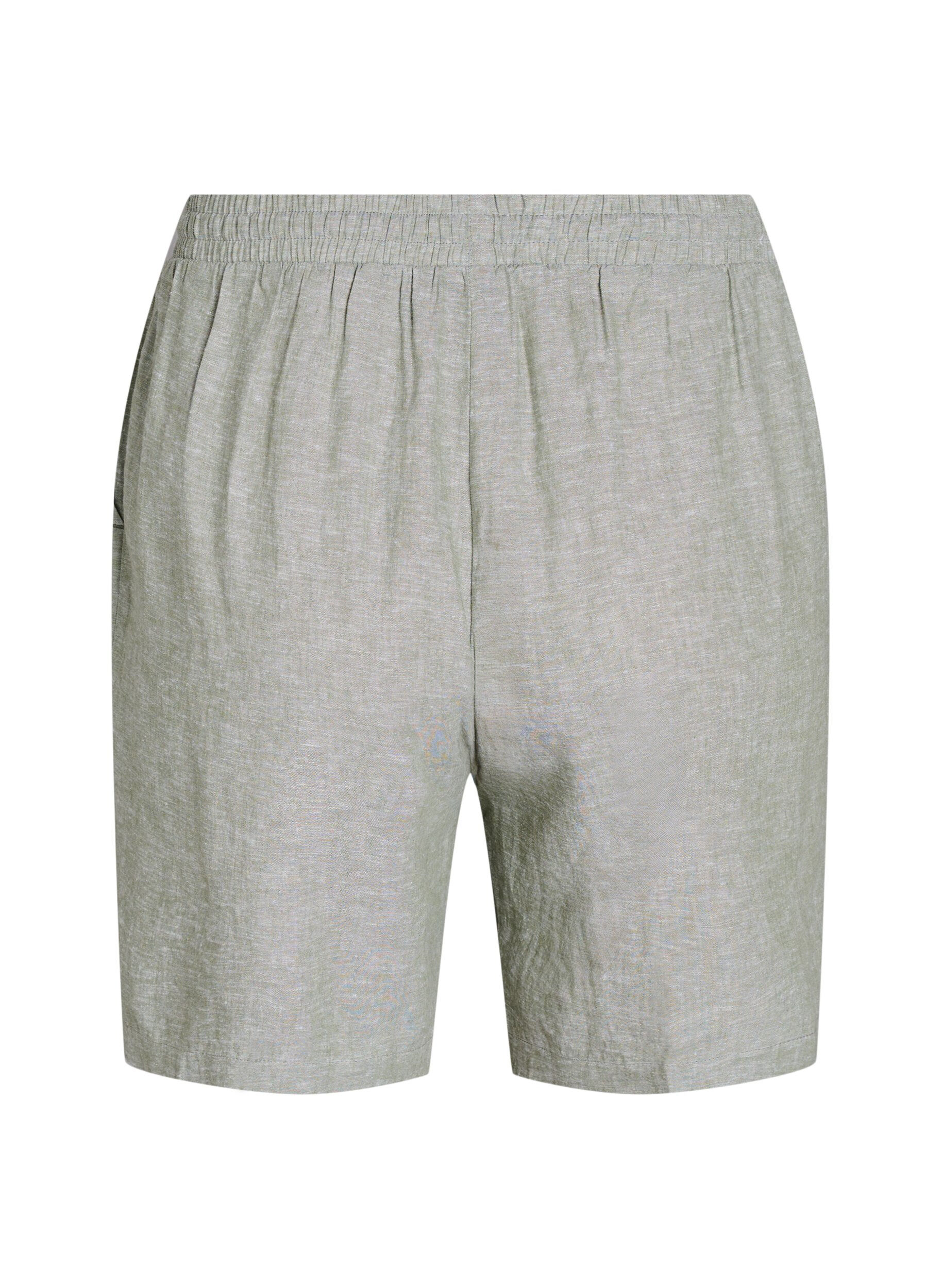 Zizzi L&oslash;se shorts i h&oslash;r og viskose, Gr&oslash;n, Packshot image number 1