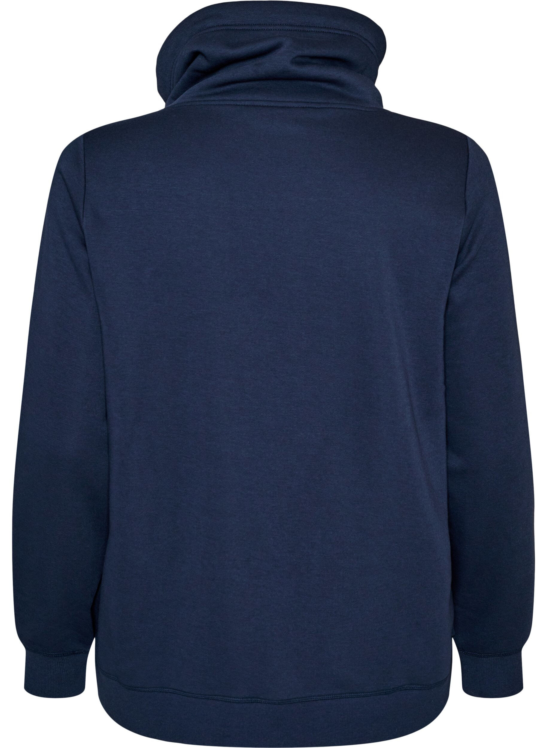 ZizziSweatshirt med h&oslash;j krave og lommer, Bl&aring;, Packshot image number 1