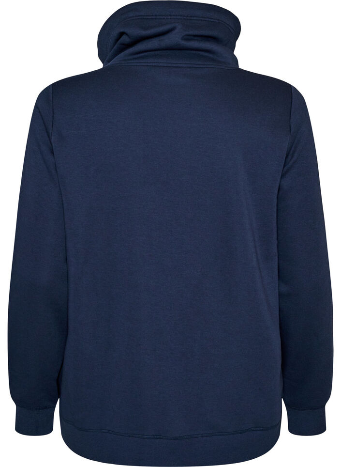 Sweatshirt med h&oslash;j krave og lommer, Bl&aring;, Packshot image number 1