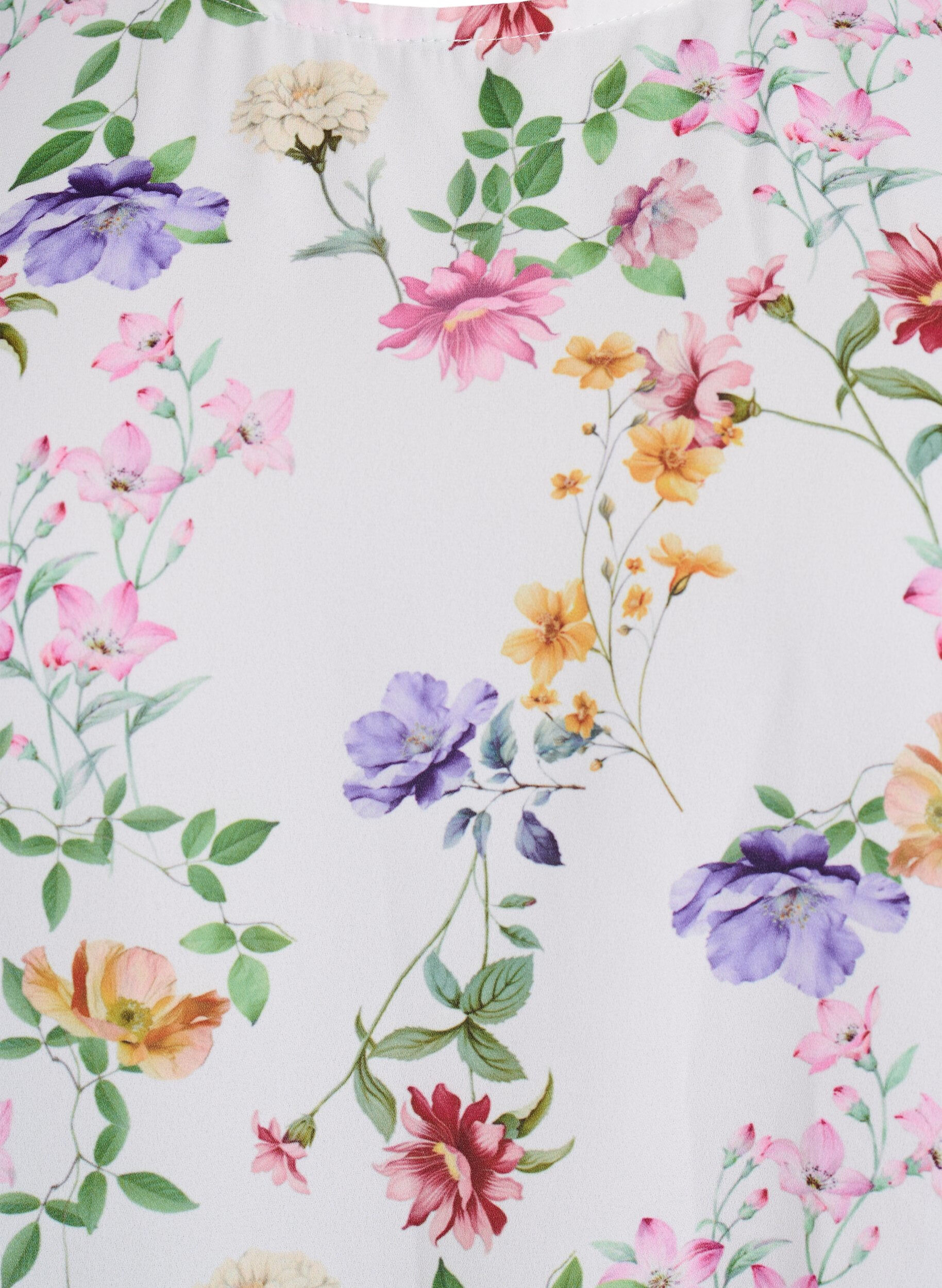Zizzi Blomstret bluse med smock, Lyser&oslash;d, Packshot image number 2