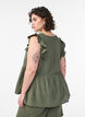 &AElig;rmel&oslash;s bluse i bomuldsmusselin med fl&aelig;ser, Gr&oslash;n, Model image number 2