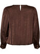 Bluse med satinlook og ballonform, Brun, Packshot image number 1