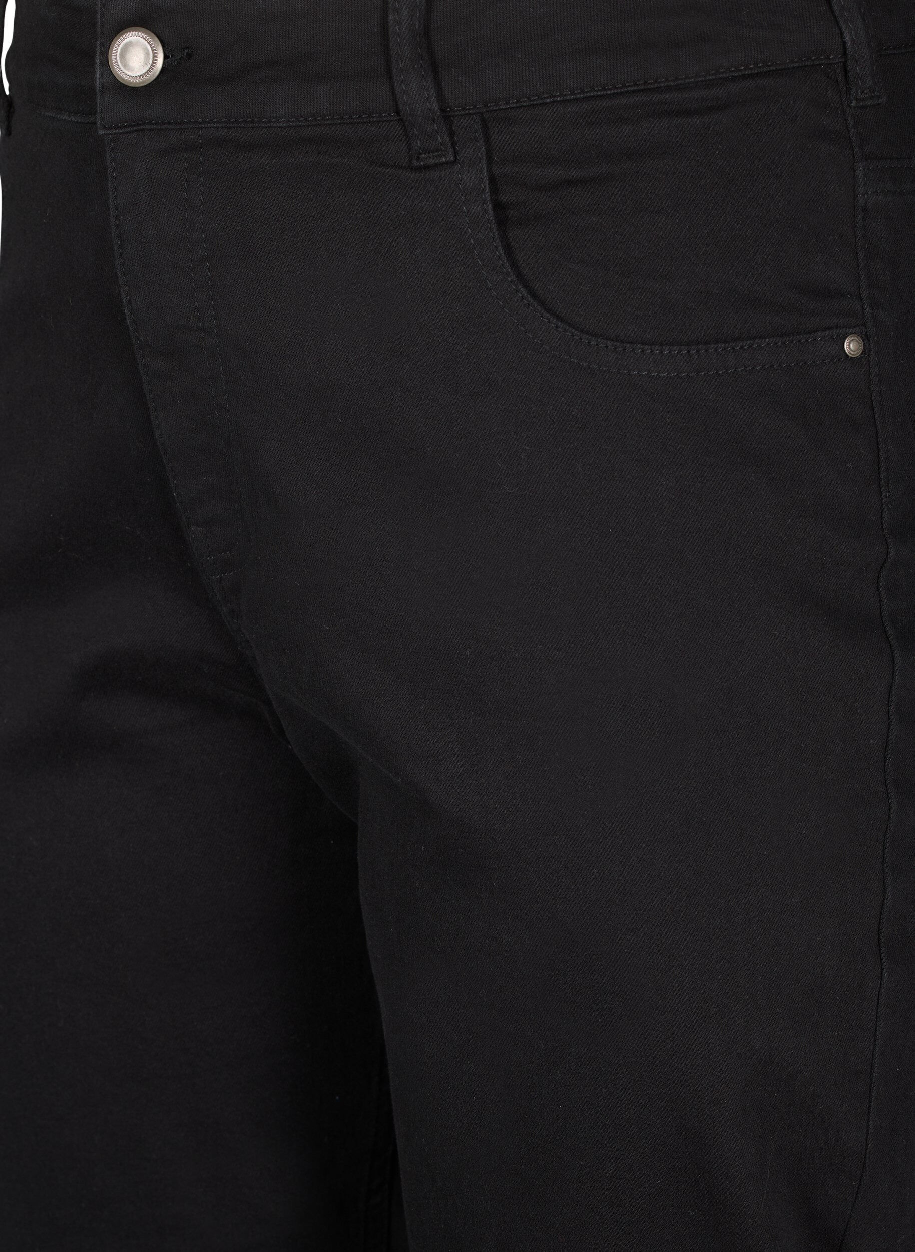 ZizziCropped Vera jeans med straight fit, Sort, Packshot image number 2
