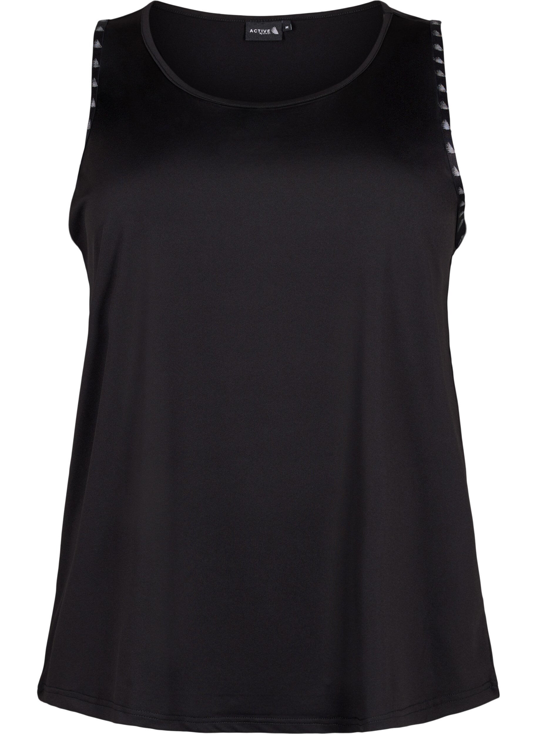 Zizzi Ensfarvet tr&aelig;ningstop, Black, Packshot image number 0