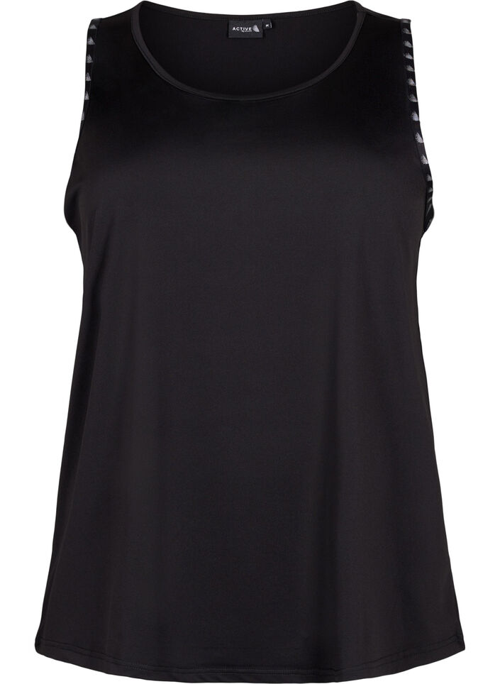 Ensfarvet træningstop, Black, Packshot image number 0