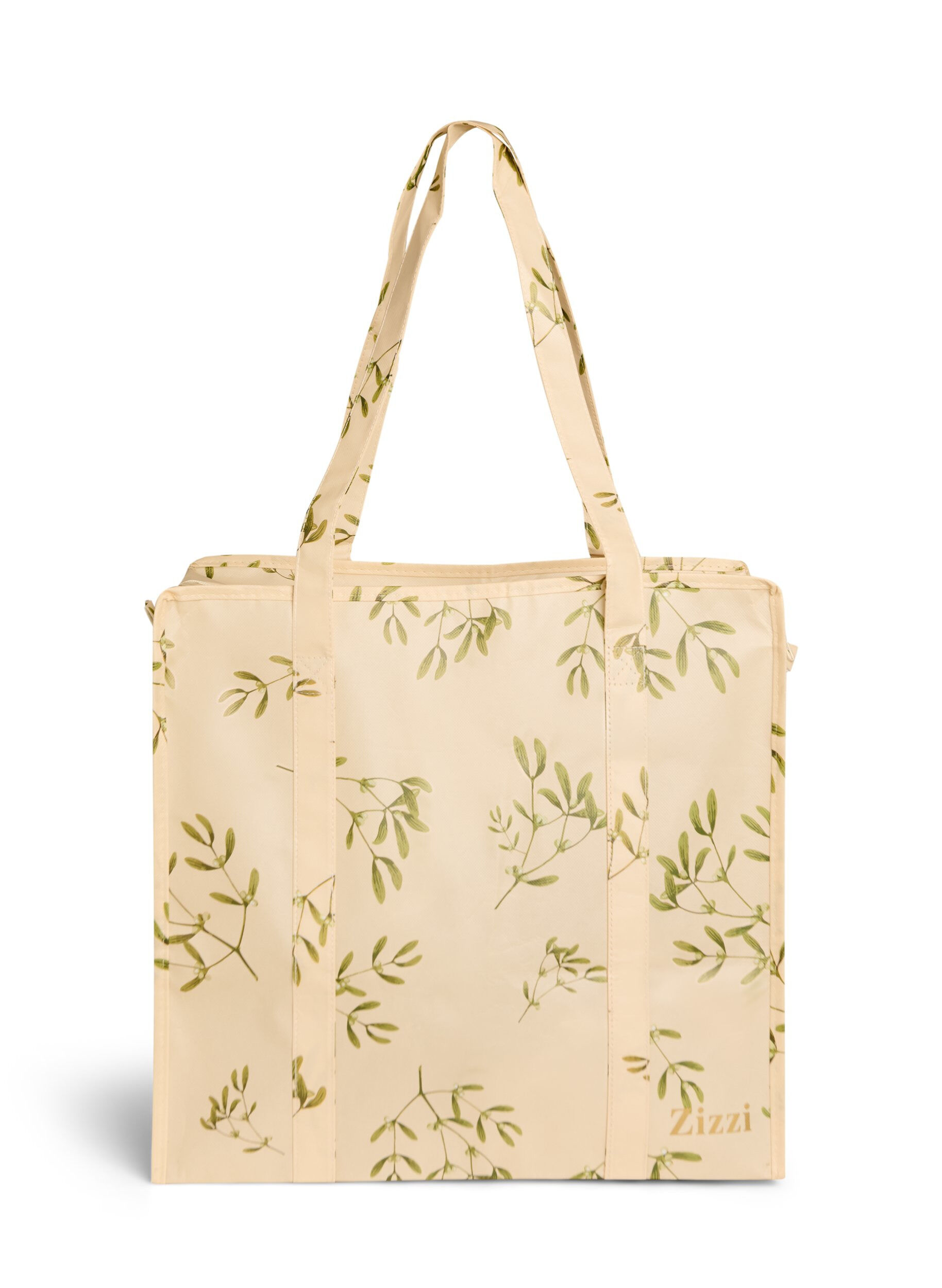 Zizzi Shoppingbag med lynl&aring;s, Beige, Packshot image number 1