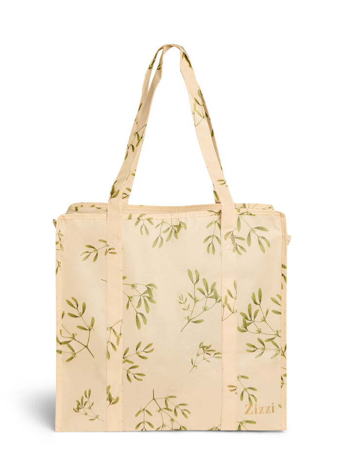 Shoppingbag med lynl&aring;s, Beige, Packshot image number 1