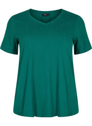 Ensfarvet basis t-shirt i bomuld, Evergreen
