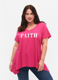Bomulds t-shirt med korte ærmer, Shocking Pink FAITH, Model