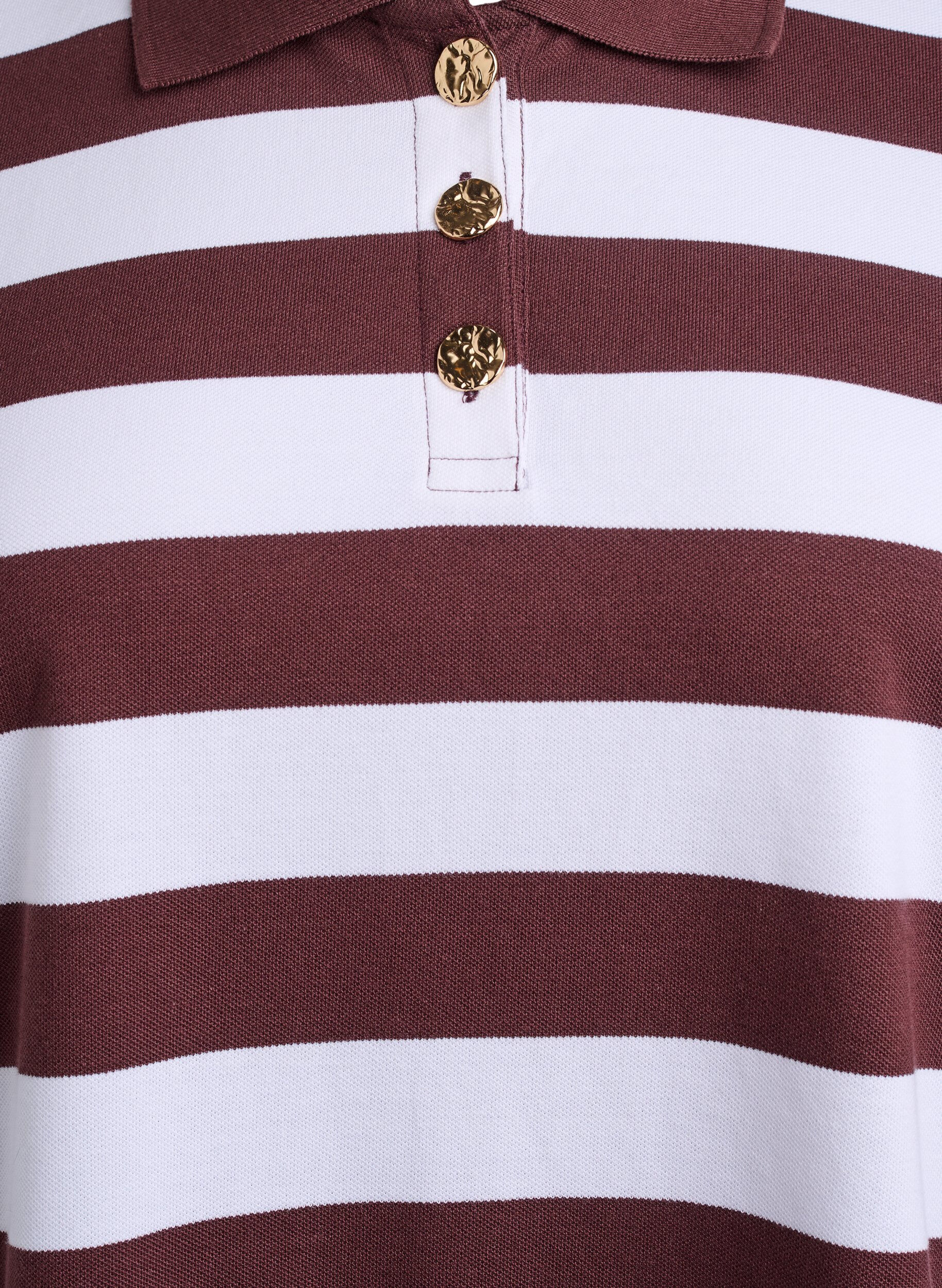 Zizzi Stribet poloshirt med lange &aelig;rmer, M&oslash;rk Bordeaux, Packshot image number 2