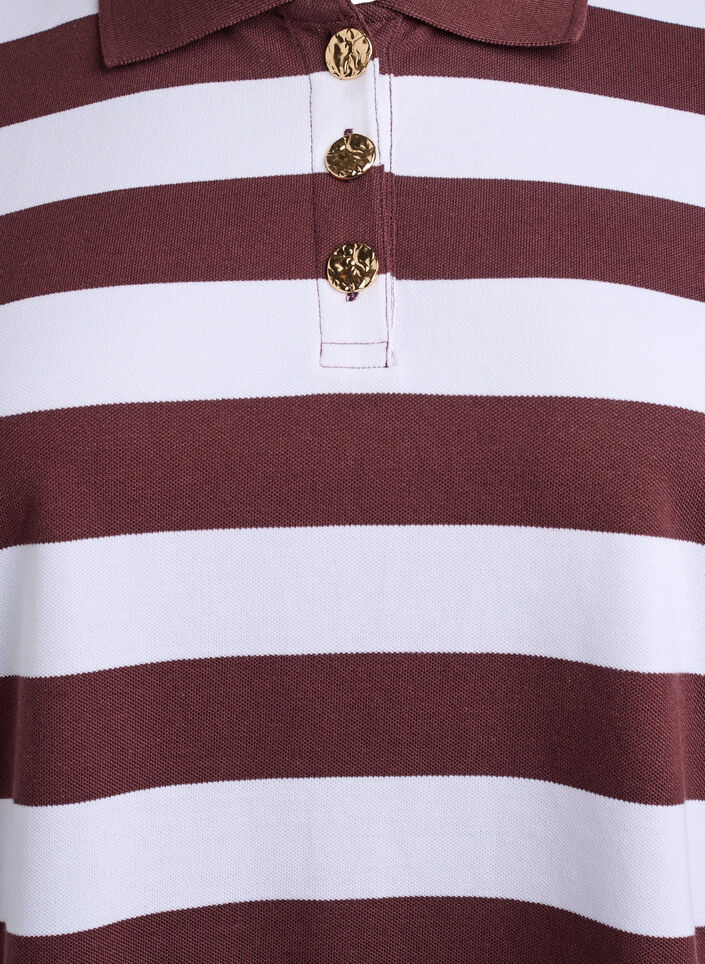 Stribet poloshirt med lange ærmer, Mørk Bordeaux, Packshot image number 2