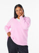 Strikbluse med V-hals og raglan&aelig;rmer, Lyser&oslash;d, Model image number 0