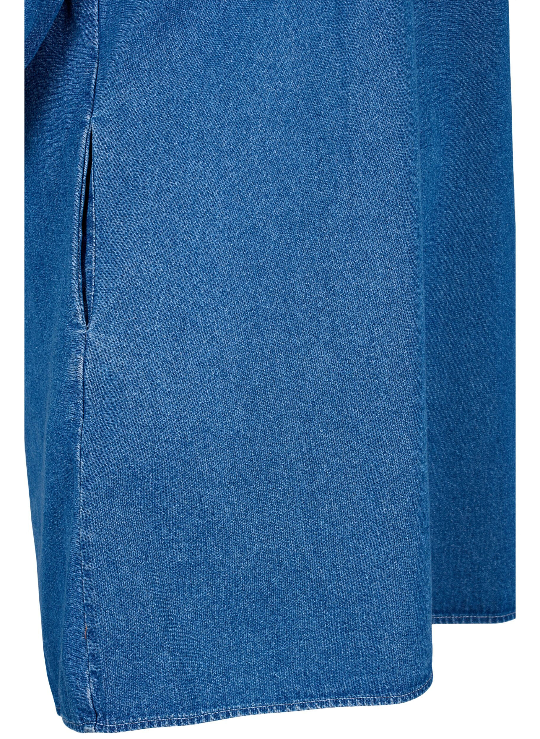 Zizzi Tunika i denim med v-hals, Medium Blue Denim, Packshot image number 3