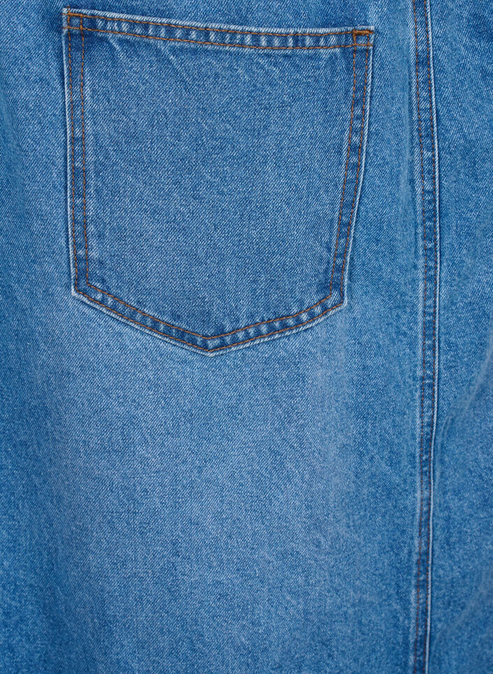 Midi denim overall-kjole, Blue Denim, Packshot image number 4