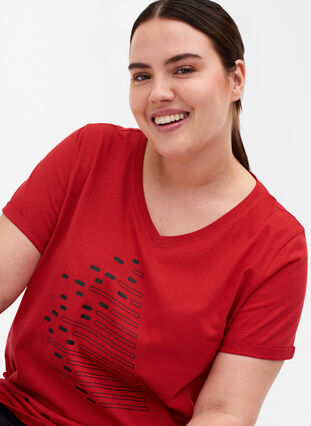 Bomulds trænings t-shirt med tryk, Haute Red, Model image number 2