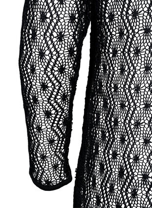 Crochetkjole med lange ærmer, Black, Packshot image number 3