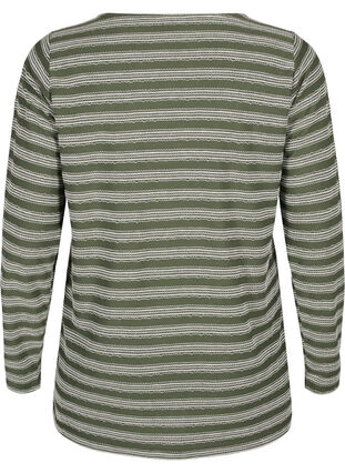 Langærmet bluse med stribet mønster, Thyme w. Stripe, Packshot image number 1