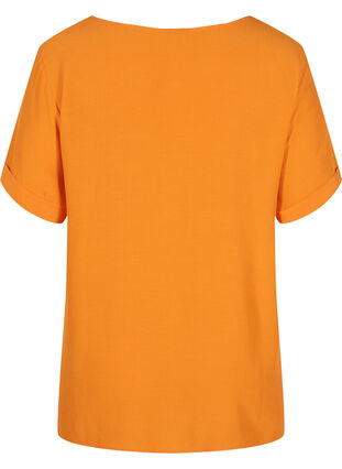 Kortærmet bluse i viskose, Orange Peel, Packshot image number 1