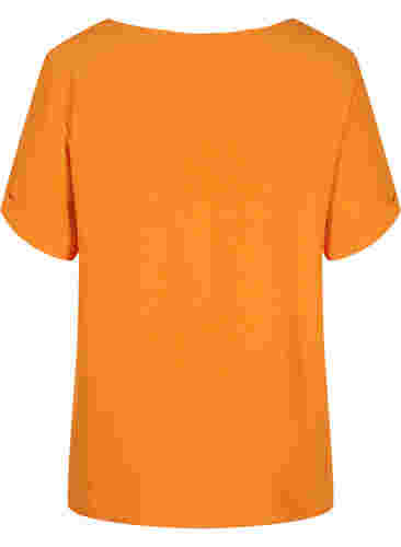 Kortærmet bluse i viskose, Orange Peel, Packshot image number 1