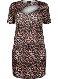 Tætsiddende leoprintet kjole med cut-out, Leopard AOP, Packshot