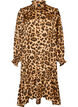 Kjole med leopardprint og fl&aelig;sedetaljer, Brun, Packshot image number 0