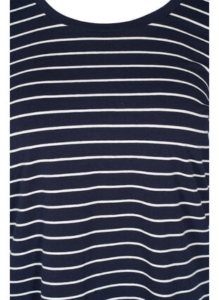 Stribet bomulds bluse med 3/4 ærmer, Blue Stripe, Packshot image number 2