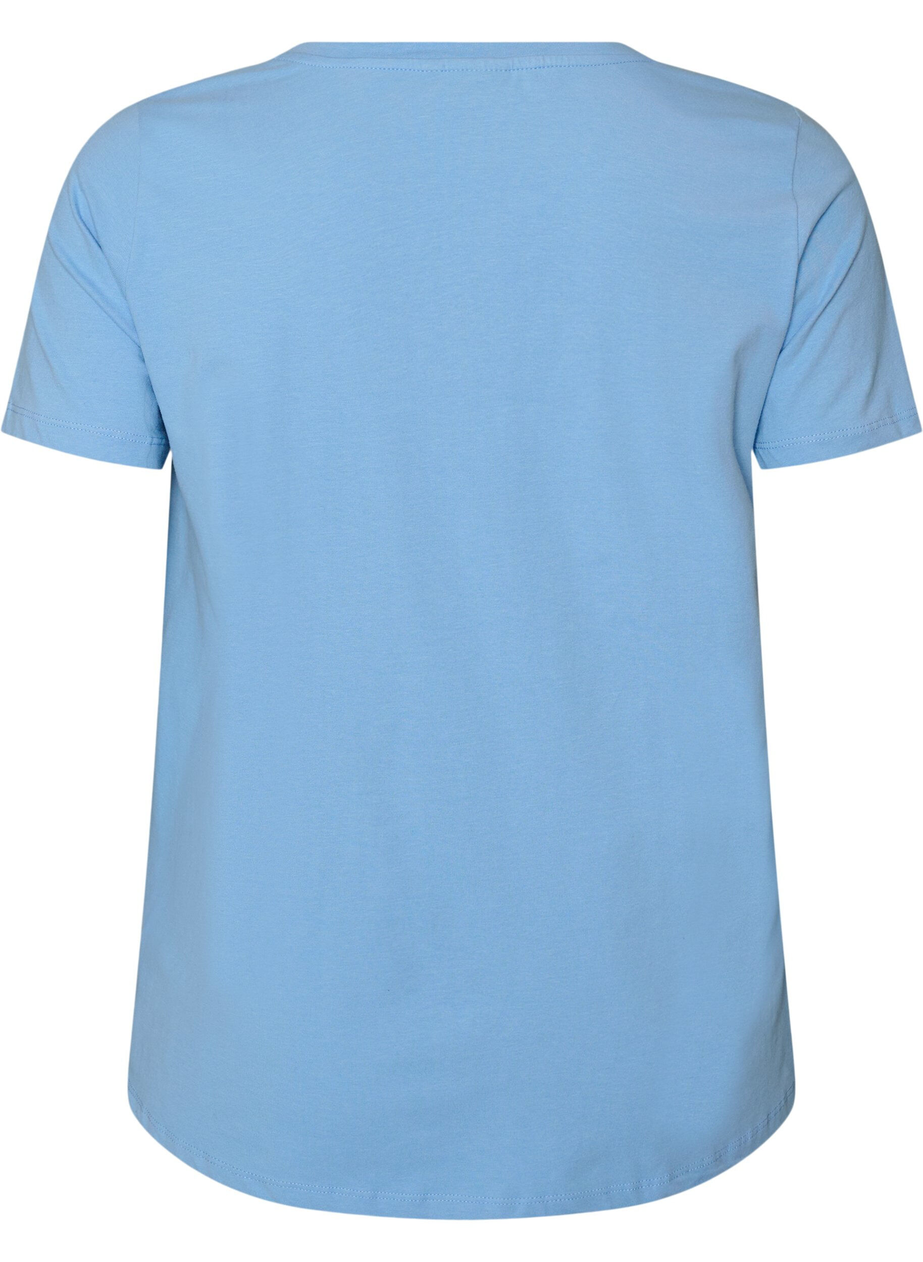 ZizziEnsfarvet basis t-shirt i bomuld, Bl&aring;, Packshot image number 1