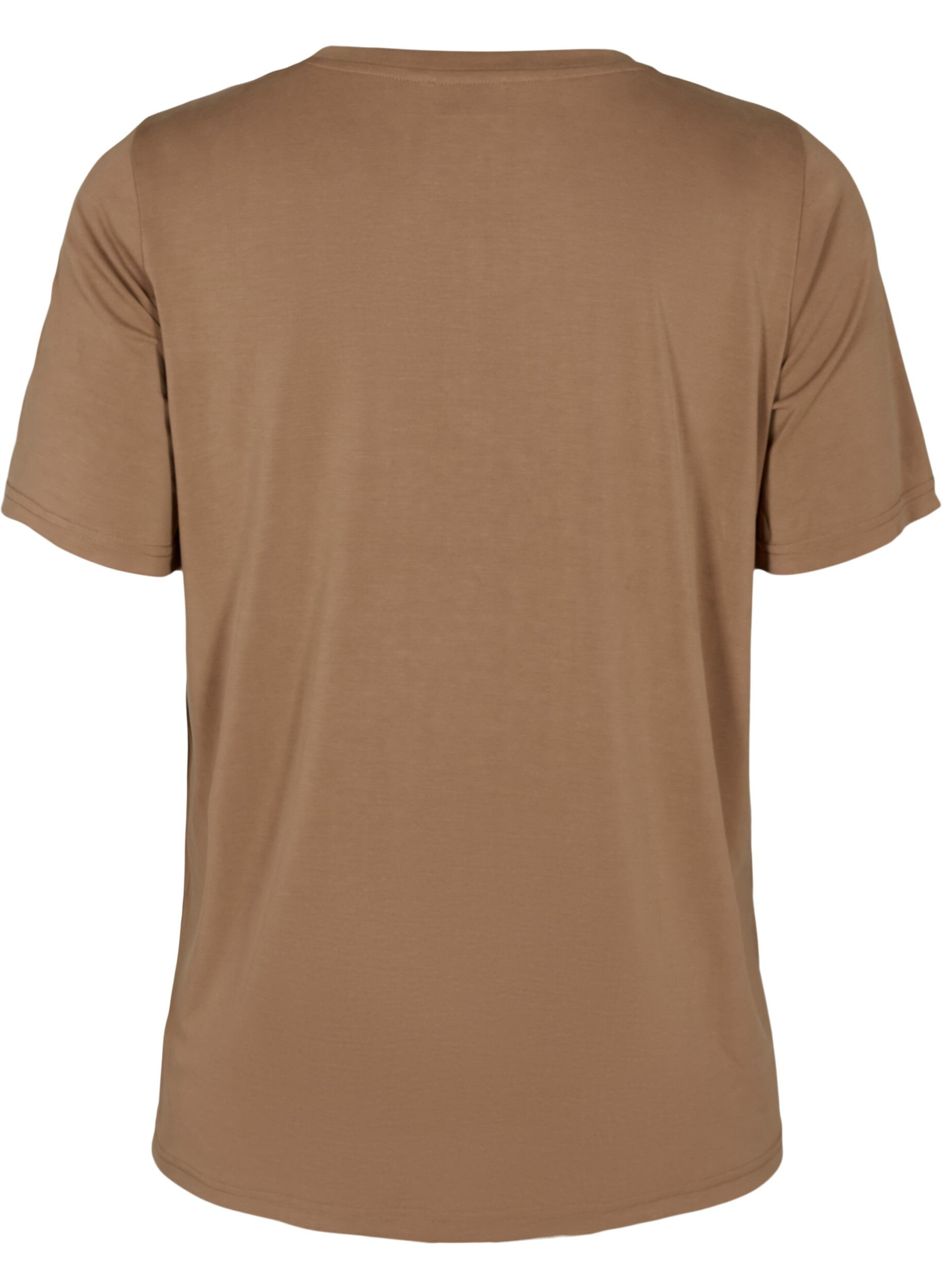 Zizzi T-shirt i TENCEL&trade; Modal med rund hals, Brun, Packshot image number 1