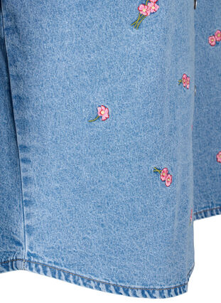 Denim skjorte med broderede blomster, L.B.D.Flower AOP, Packshot image number 3