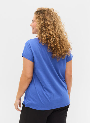 T-shirt i bomuldsmix, Dazzling Blue, Model image number 1