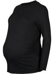 Langærmet graviditets bluse i rib, Black