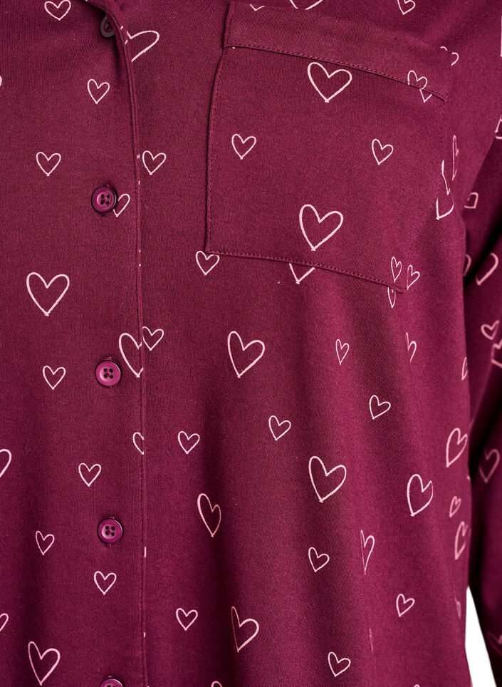 Bomulds pyjamas-skjorte med brystlomme, R&oslash;d, Packshot