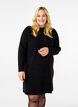Kort ribstrikket kjole med rund hals, Black, Model image number 0