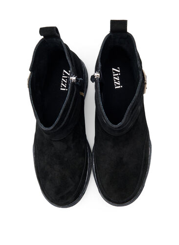 Kort wide fit støvle i ruskind, Black, Packshot image number 2